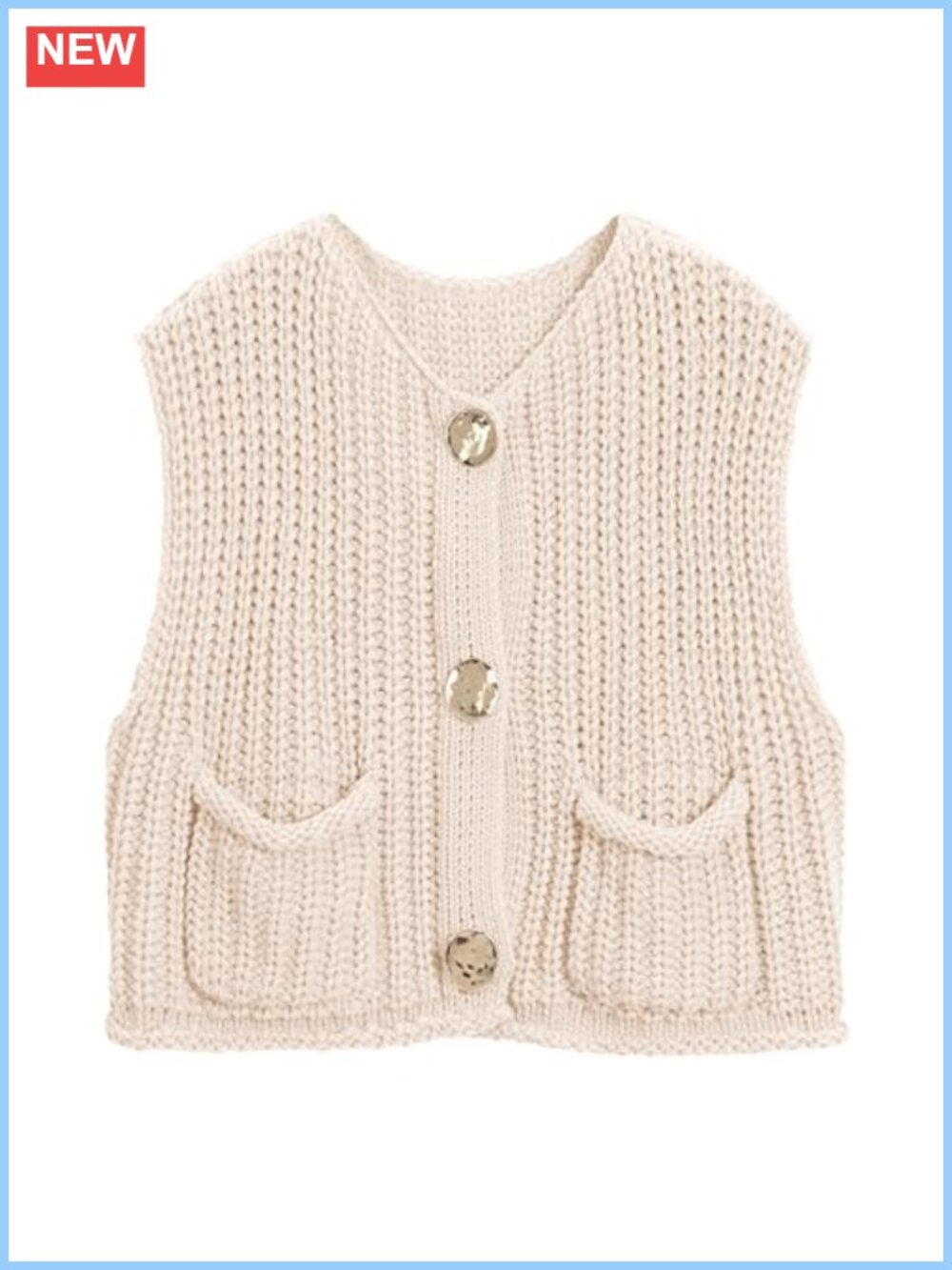 Crochet Sweater Vest Button Down Knit Vest Tops Sleeveless